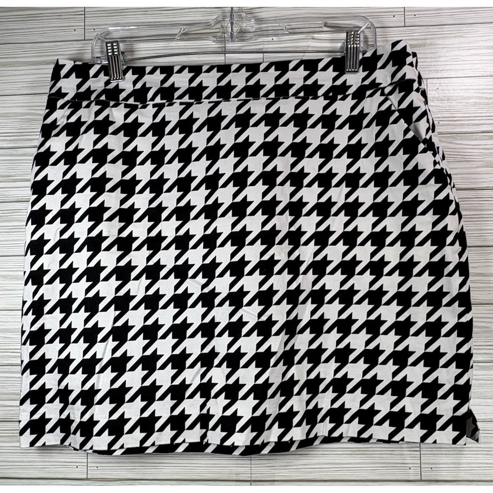 Loudmouth Women's Oakmount‎ Houndstooth Black & White Golf Skirt Size "Lg"